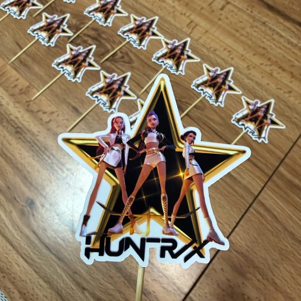 Star golden Huntrix Party Cupcake Toppers